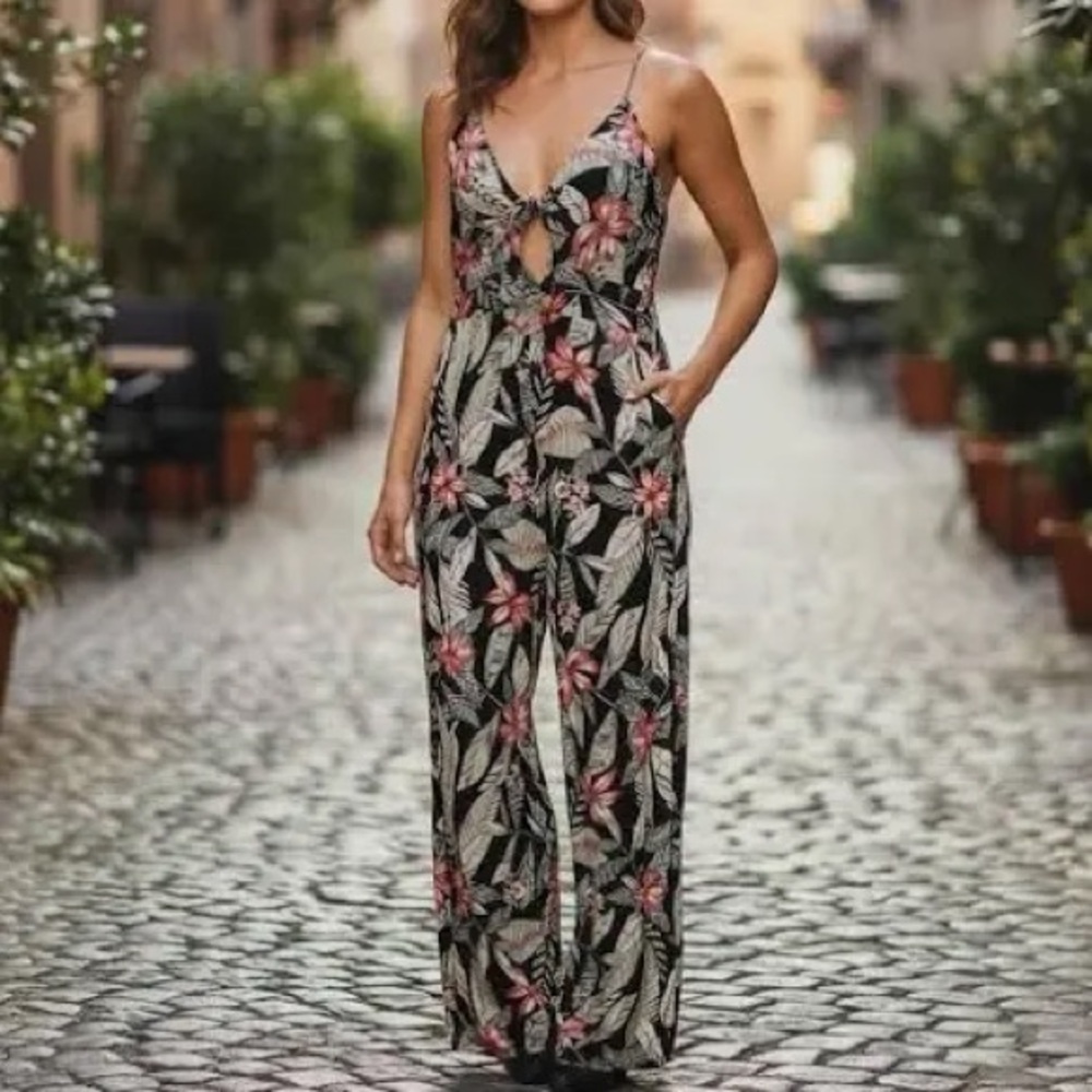 Minkpink Tropical Tie-front Jumpsuit, size S